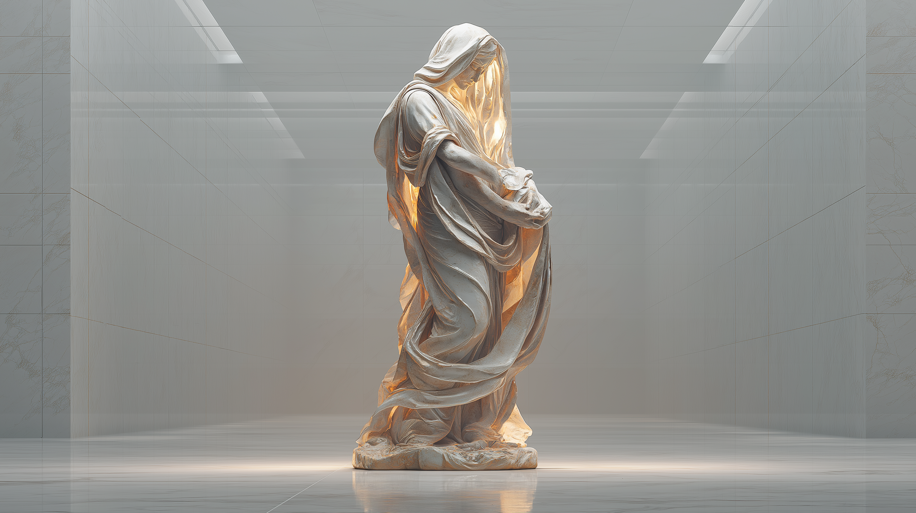 A classical marble figure reaching toward a glowing marble globe — representing Squire's expansive, illuminated view of your legal position across jurisdictions
