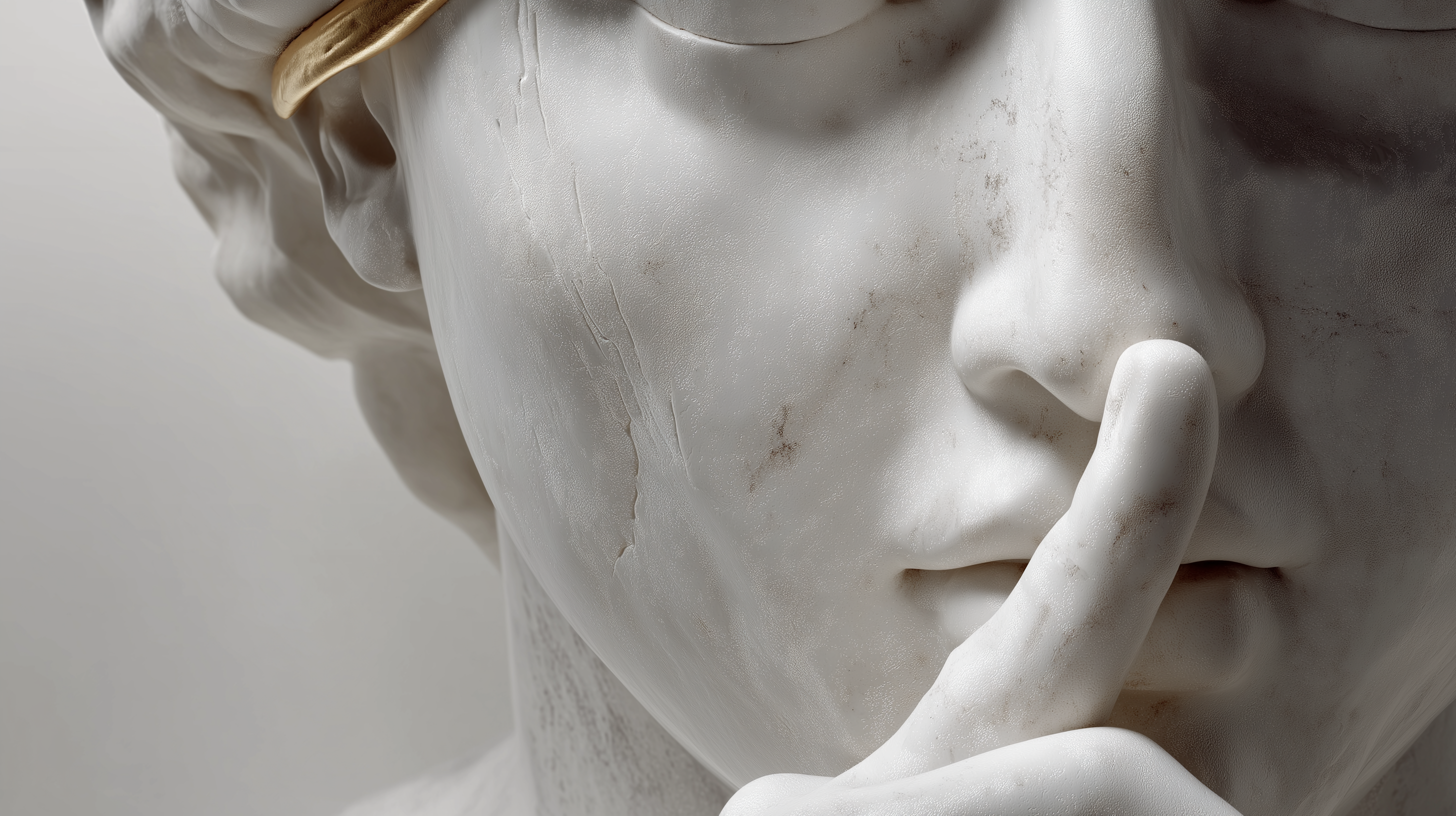 A marble figure holding a finger to its lips — representing Squire's absolute confidentiality and discretion in protecting your clients' most sensitive data
